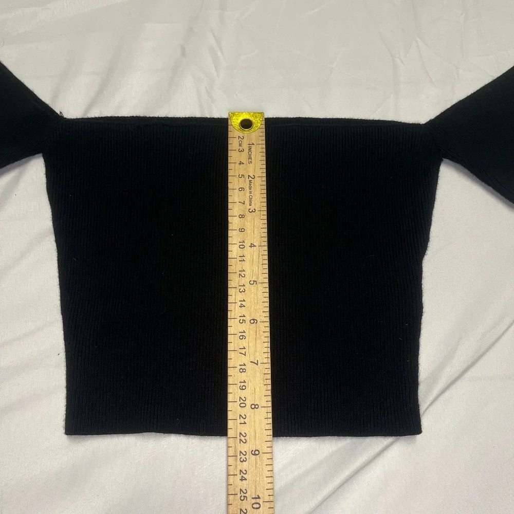 Silence‎ + Noise Small Black Ribbed Off The Shoulder Crop Top